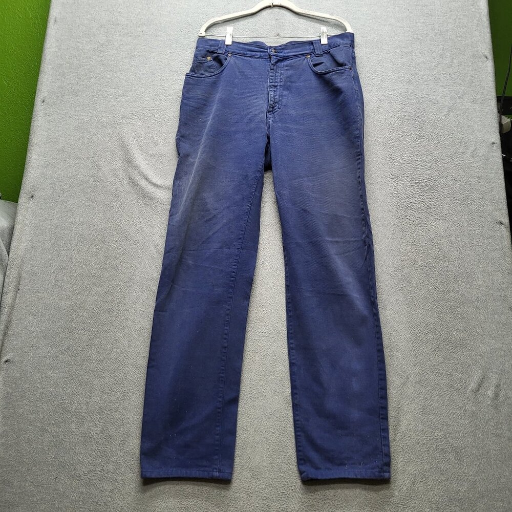 VINTAGE Versace Classic V2 Men Pants 34 Blue Logo Patch Embroidery Twill